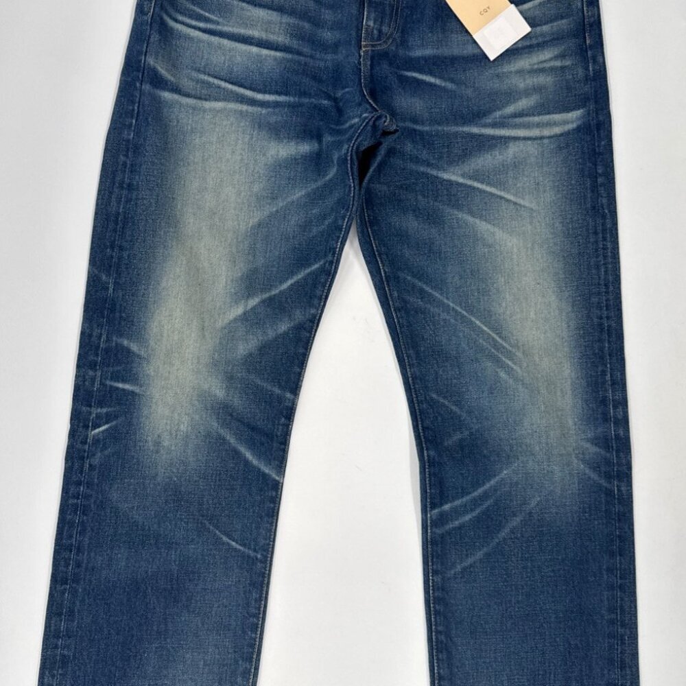 CQY Friend Womens Jeans 29 Selvedge Denim Straight High Whiskered Distressed NEW